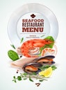 Seafood Menu Realistic Poster