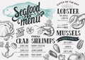 Seafood menu restaurant.