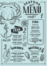 Seafood menu restaurant, food template.