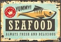 Seafood menu retro sign idea Royalty Free Stock Photo