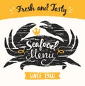 Seafood menu template vector drawn illustration Royalty Free Stock Photo