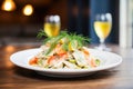 seafood nachos with crabmeat and fresh dill