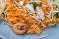 Seafood pad thai on plate Royalty Free Stock Photo