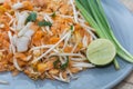 Seafood pad thai on plate Royalty Free Stock Photo