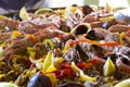 Seafood paella, typical dish of Spanish cuisine. Royalty Free Stock Photo