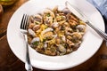 Seafood pasta with clams, fresh pasta linguine