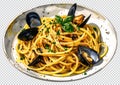 Seafood Pasta Illustration, Mussels and Shrimp Dish Royalty Free Stock Photo