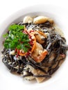 Squid ink pasta linguine