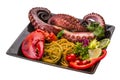 Seafood pasta with octopus and lobster Royalty Free Stock Photo