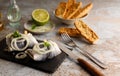 Pickled herring on a plate