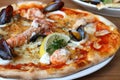 Seafood pizza lobster mussels