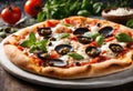 A seafood pizza with mozzarella, tomato sauce, anchovies, capers, and oregano Royalty Free Stock Photo