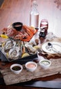 Seafood Plate of crustacean seafood with fresh lobster, mussels, Royalty Free Stock Photo
