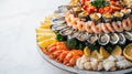 Seafood platter display on marble Royalty Free Stock Photo