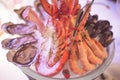 Seafood platter lobster oyster prawn shrimp mussel Royalty Free Stock Photo