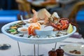 seafood platter with prawns shrimp crabs Balmain bugs oyster clams in a Sydney CBD Royalty Free Stock Photo