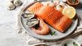 The seafood platter with salmon. AI generated Royalty Free Stock Photo