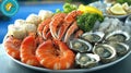 Seafood Platter: Shrimp, Crab, Oysters Royalty Free Stock Photo
