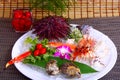 Seafood platter with oyster and shrimp