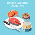 Seafood Products Isometric Poster