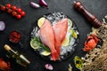 Seafood raw snapper on ice. Top view. Royalty Free Stock Photo