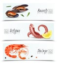 Seafood Realistic Horizontal Banners