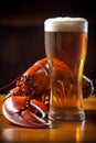 seafood red snack beer food glass crab dinner crawfish background crayfish. Generative AI. Royalty Free Stock Photo