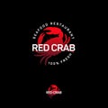 Seafood restaurant logo. Red crab silhouette emblem.