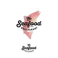 Seafood restaurant logo. Watercolor Salmon silhouette isolated on a light background.