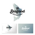 Seafood restaurant logo. Watercolor Salmon silhouette isolated on a light background.