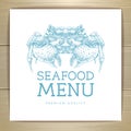 Seafood restaurant menu design with hand drawing crab.