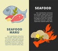 Seafood restaurant menu vector design template for fresh fish sea food Royalty Free Stock Photo