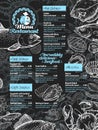 Seafood. restaurant menu design template. hand drawn seafood Royalty Free Stock Photo