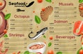 Seafood Restaurant Menu, Mediterranean Cuisine Royalty Free Stock Photo