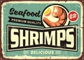 Seafood restaurant menu sign design with delicious shrimps