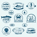 Seafood retro emblems and labels Royalty Free Stock Photo
