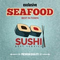 Seafood retro poster Royalty Free Stock Photo