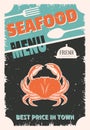 Seafood Retro Style Poster Royalty Free Stock Photo