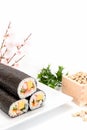 Seafood Rolled sushi and soy Royalty Free Stock Photo