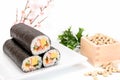 Seafood Rolled sushi and soy Royalty Free Stock Photo