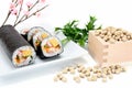 Seafood Rolled sushi and soy Royalty Free Stock Photo