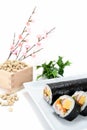 Seafood Rolled sushi and soy Royalty Free Stock Photo