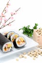 Seafood Rolled sushi and soy Royalty Free Stock Photo
