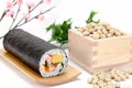 Seafood Rolled sushi and soy Royalty Free Stock Photo