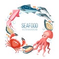 Seafood round circle background Royalty Free Stock Photo