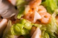 seafood salad composition with shrimps and surimi Royalty Free Stock Photo
