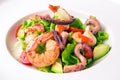 Seafood salad. Italian restaurant. Menu. Free space Royalty Free Stock Photo