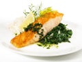 Seafood - Salmon with Spinach and Rice - Fish Fillet Royalty Free Stock Photo