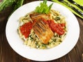 Seafood - Sander with Noodles - Pikeperch Fish Royalty Free Stock Photo