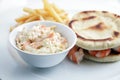 Seafood sandwich with coleslaw